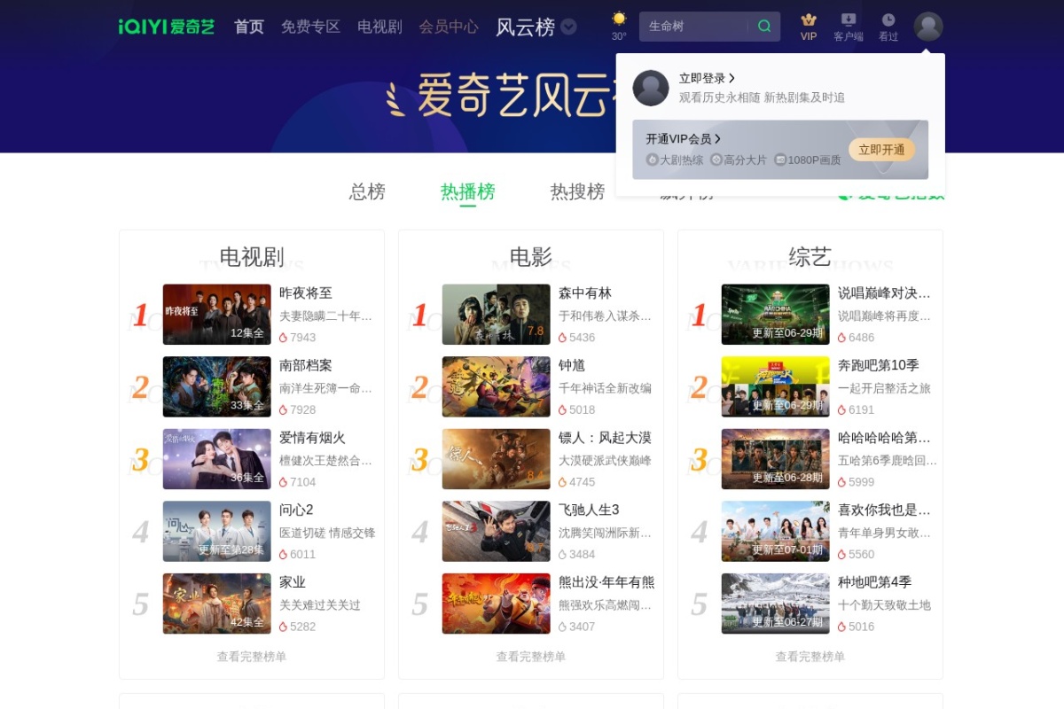爱奇艺风云榜